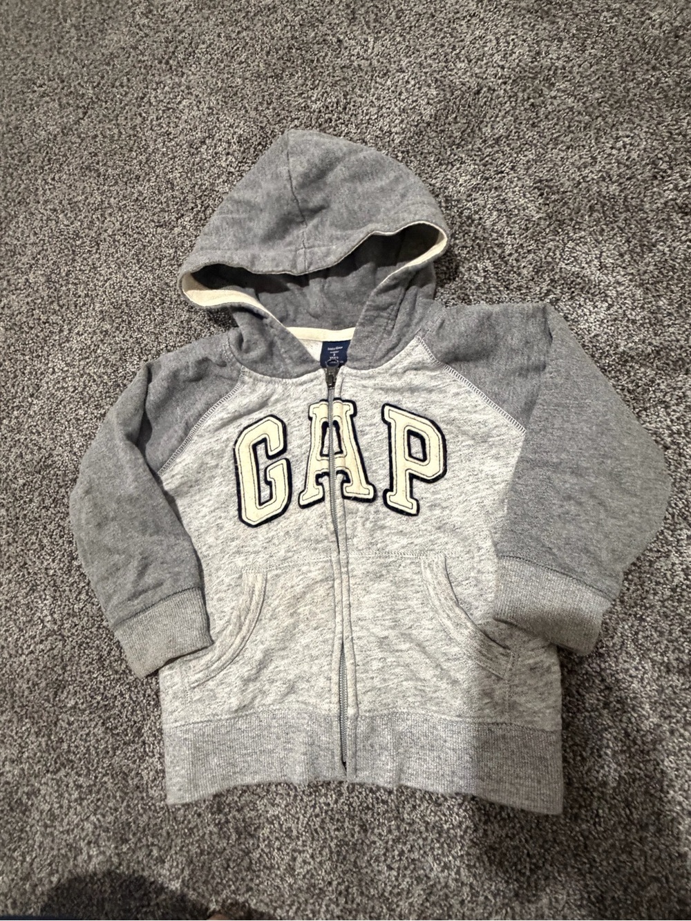 babyGap Grey Raglan Zip-Up Logo Hoodie 3T